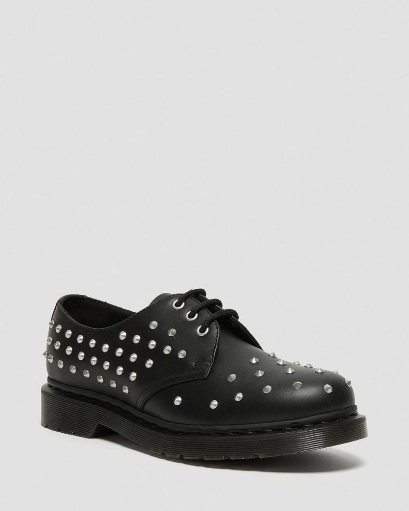 Black Men\'s Dr Martens 1461 Stud Wanama Leather Oxfords Shoes | CA 606TCE